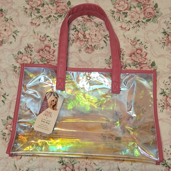Paris Hilton Hot Pink Iridescent Tote Bag with Magnetic Snap & Interior Pocket - Picture 1 of 16